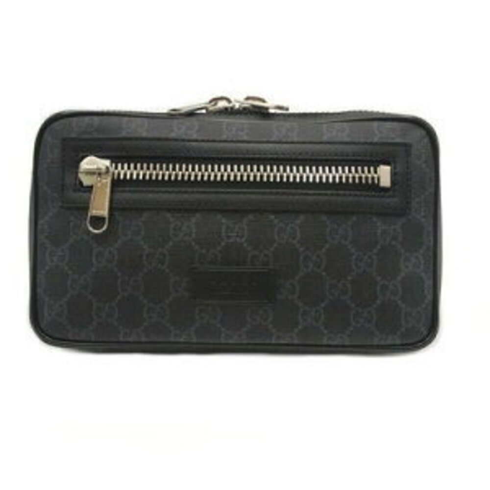 GUCCI Soft GG Supreme Belt Bag Canvas Leather Gray Black Blue